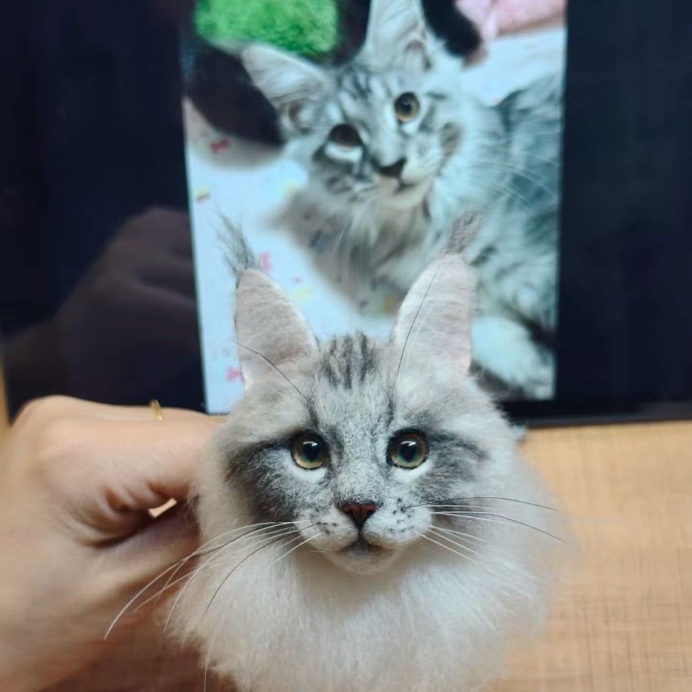 Custom Needle-Felted Pet Portrait Brooch | Handmade Wool Felt | Wedding & Memorial Keepsake